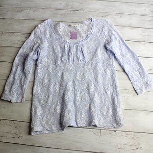 E.A.G. Collection Vintage Womens Mesh Lace Top Size M Stretch 3/4 Sleeves